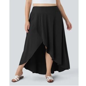Halara Breezeful 2-in-1 High-Waisted High-Low Maxi Skirt 2X Black